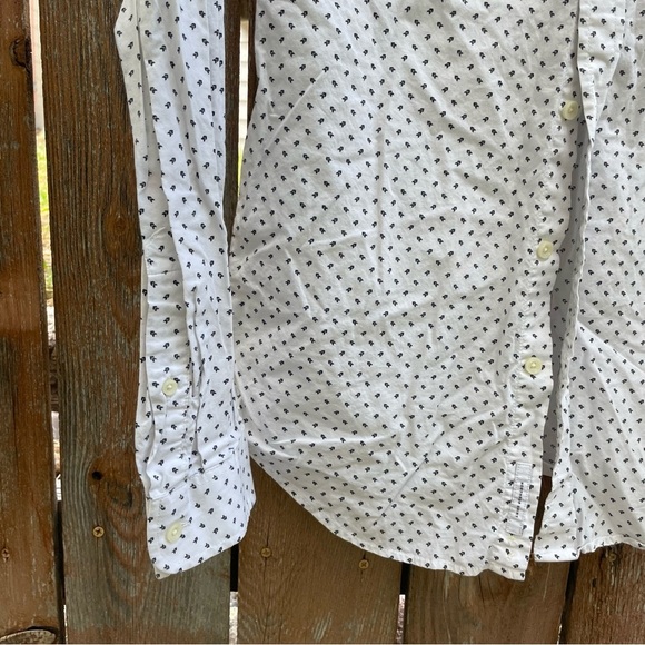 GOODFELLOW Men’s Casual White Navy Chevron Long Sleeve Button Down Size Small - Picture 5 of 12